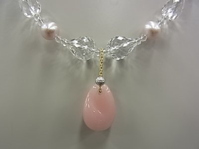 画像2: 再入荷！さわやか春色！18K YG 淡水パール＆水晶ネックレス