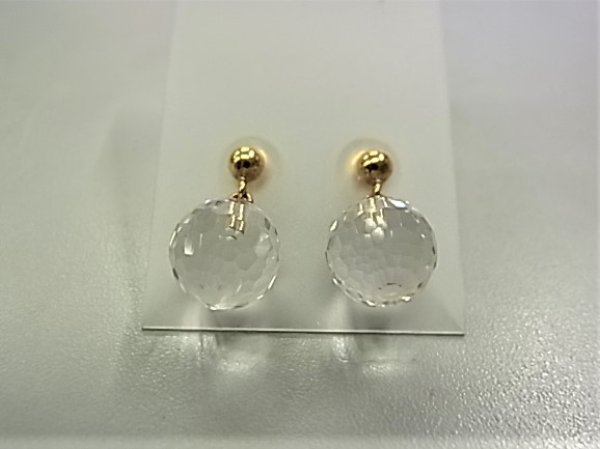 18K 水晶128面カット8mm ピアス - 三幸物産株式会社 eArth +