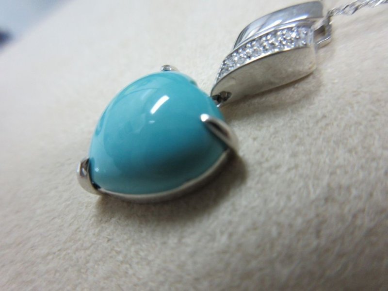 画像3: 18K WG ダイヤ入 ターコイズ ハートペンダントヘッド (3)