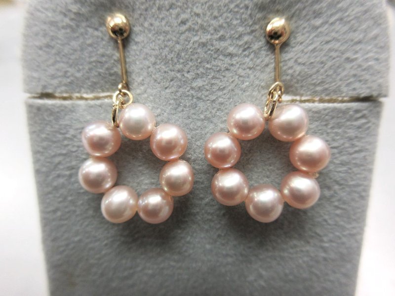 画像2: K18 淡水パール  ナチュラルカラー イヤリング (2)