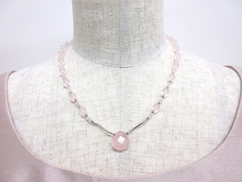 画像2: 18K WG／14K WG ローズクォーツ 幸せ度UPネックレス (2)