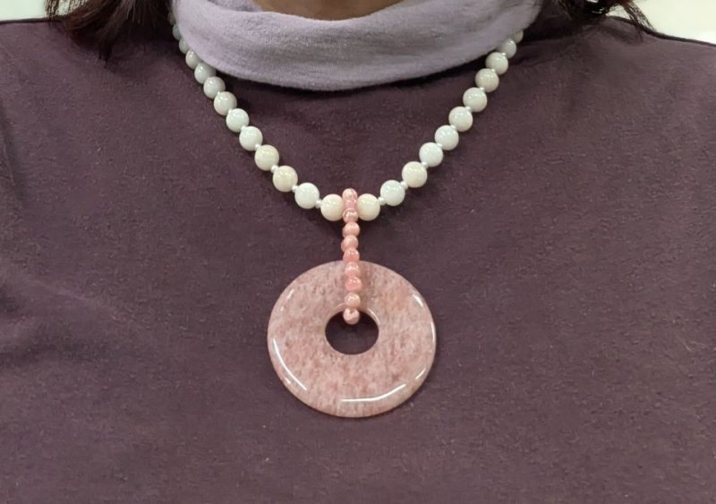 画像2: "Big O (ビッグ・オー) "ピンクの天然石 大粒ペンダント  (2)