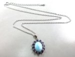 画像2: ラリマー + タンザナイト取り巻き ペンダント (Silver925チェーン付き)  (2)