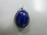画像2: ダイヤ&サファイヤ入り Silver枠 ラピスラズリ オーバルカボション15x20mmペンダント & ブラックスピネル ネックレス (2)
