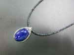 画像1: ダイヤ&サファイヤ入り Silver枠 ラピスラズリ オーバルカボション15x20mmペンダント & ブラックスピネル ネックレス (1)