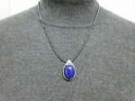 画像4: ダイヤ&サファイヤ入り Silver枠 ラピスラズリ オーバルカボション15x20mmペンダント & ブラックスピネル ネックレス (4)