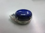 画像3: ダイヤ&サファイヤ入り Silver枠 ラピスラズリ オーバルカボション15x20mmペンダント & ブラックスピネル ネックレス (3)