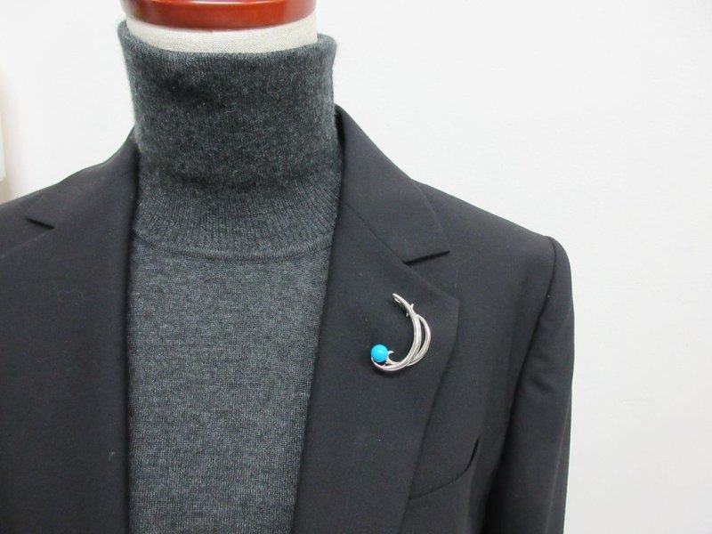 画像6: Sivler925 スリーピングビューティー産ターコイズ デザイン ブローチ&イヤリング (6)