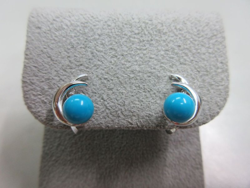 画像2: Sivler925 スリーピングビューティー産ターコイズ デザイン ブローチ&イヤリング (2)