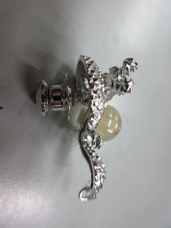 画像5: ルチルクォーツ龍のピンブローチ (5)