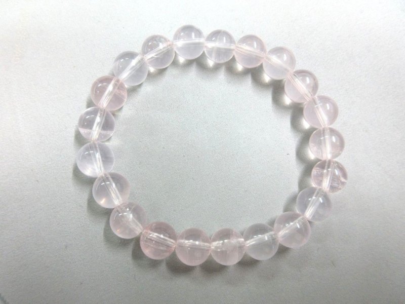 画像1: 美ローズクォーツ10mm玉ブレスレット (内周16.5cm) (1)