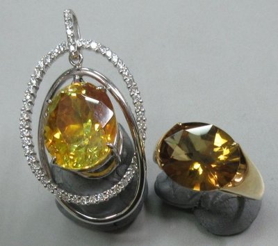 画像1: 18K ゴールデンクォーツ リング