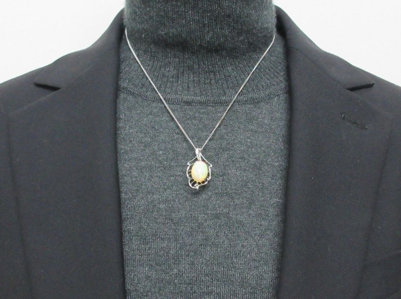 画像5: ★超お得★18K WG オパール  ダイヤ入 ブローチ兼ペンダントヘッド (5)