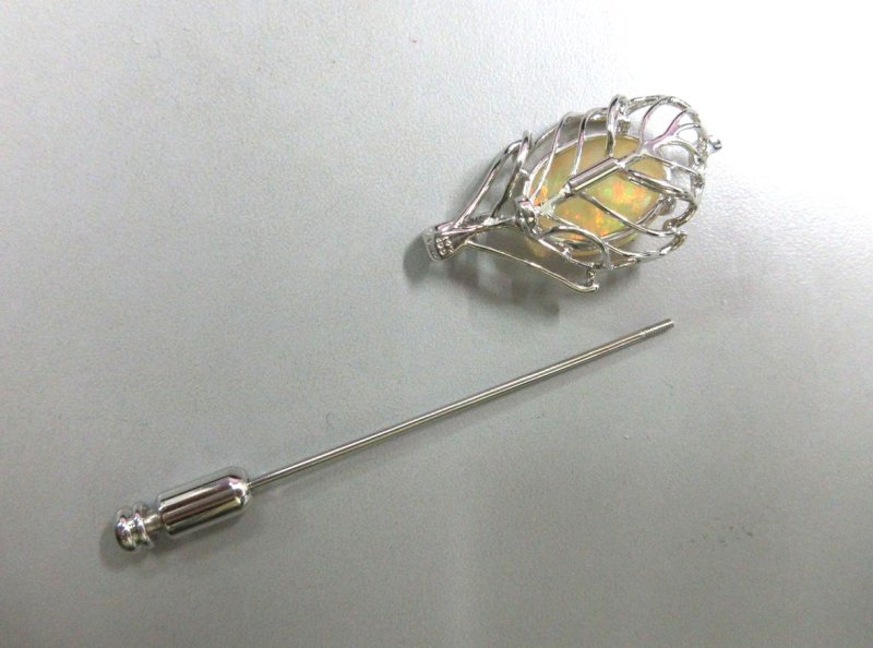 画像3: ★超お得★18K WG オパール  ダイヤ入 ブローチ兼ペンダントヘッド (3)