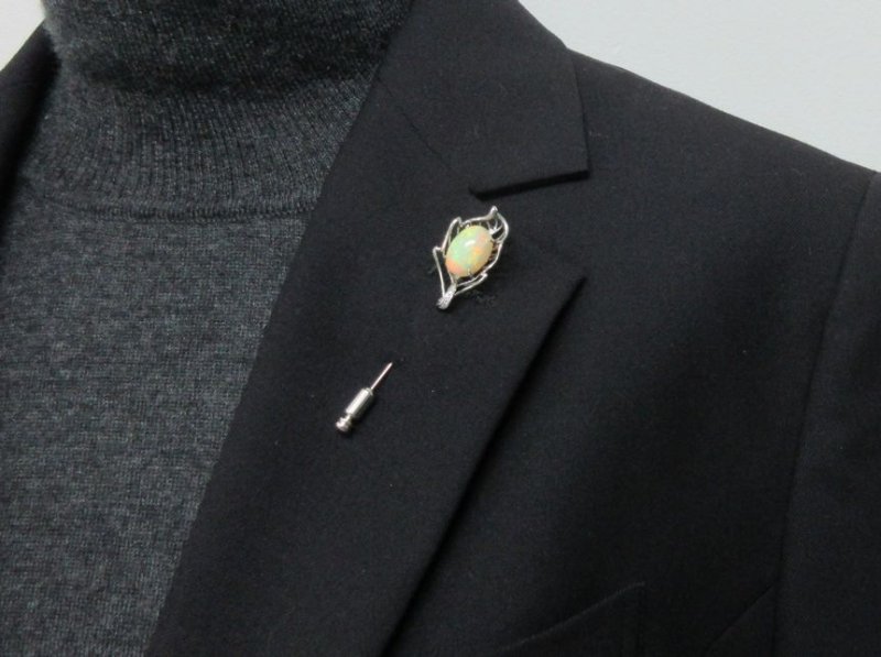 画像4: ★超お得★18K WG オパール  ダイヤ入 ブローチ兼ペンダントヘッド (4)