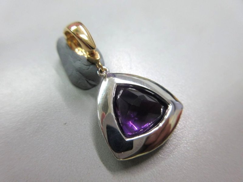 画像2: お得!! 18K WG/18Kアメシスト クリッカー付ペンダントヘッド (2)