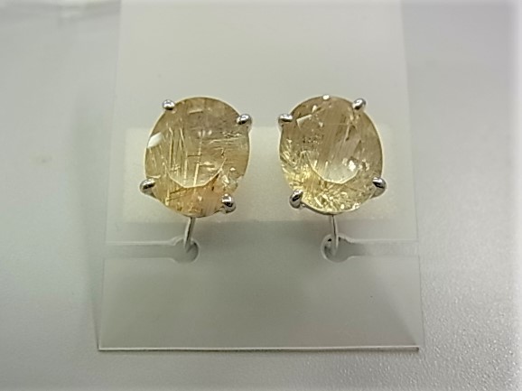 再入荷 18K WG ルチルクォーツ イヤリング